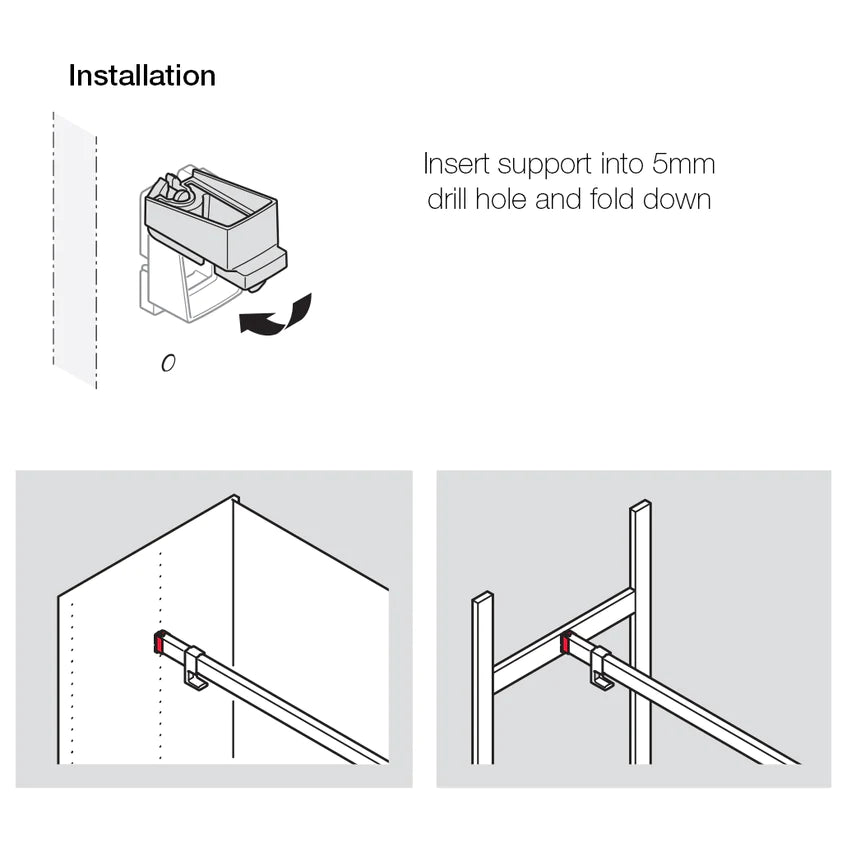 Hafele Wardrobe Rail end Support, Zinc Alloy Secondary image