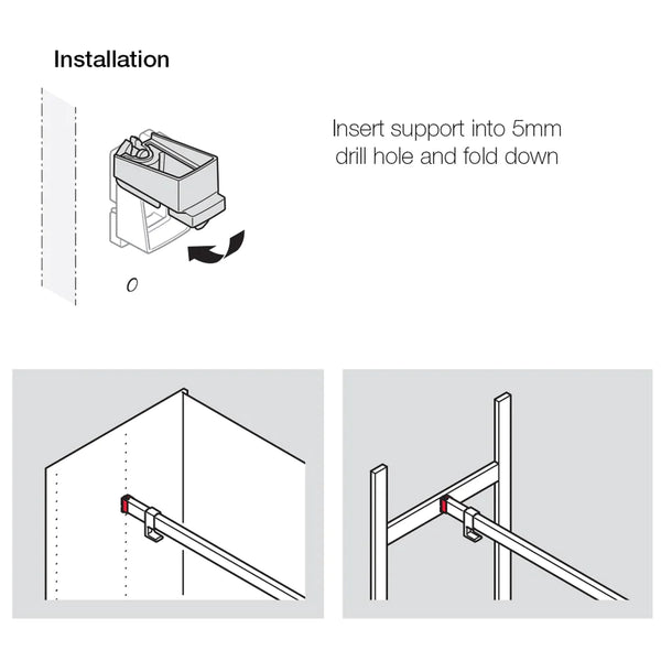 Hafele Wardrobe Rail end Support, Zinc Alloy