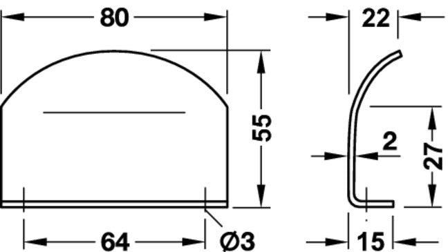 Stainless Steel Matt Lip Pull Handle - 80X53mm Secondary image