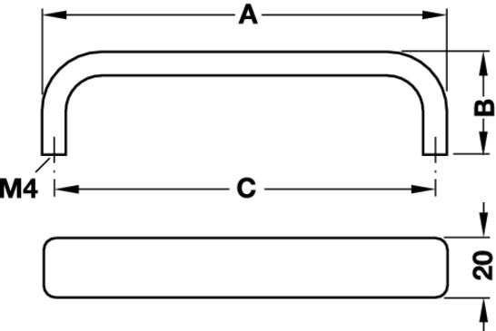 Pull Handles-Aluminium, Hole Spacing 128mm Secondary image
