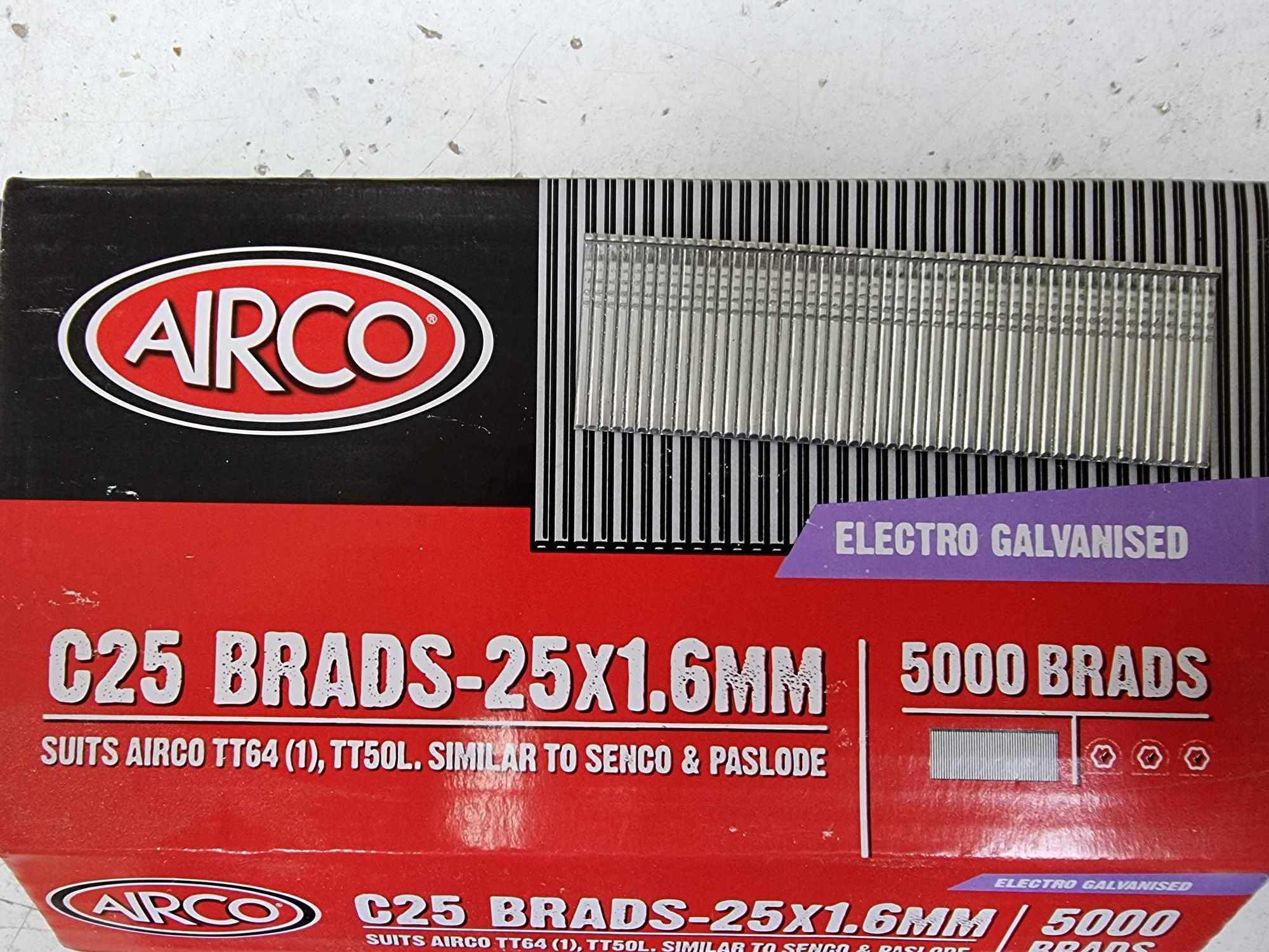 AIRCO C25 Electro Galvanised Brads 25X1.6mm - 5000pcs Main image