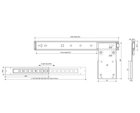 Ball Bearing Pocket Door Fitting Kit, Hinges 500mm Black