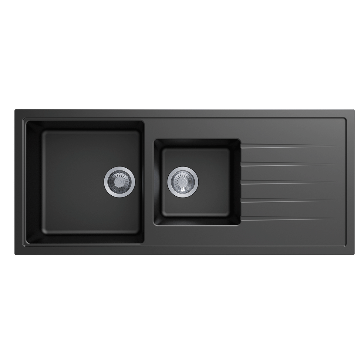 Vivaldi D200 1 & 1/2 Bowl Sink With Drainer, Universal, Black Main image