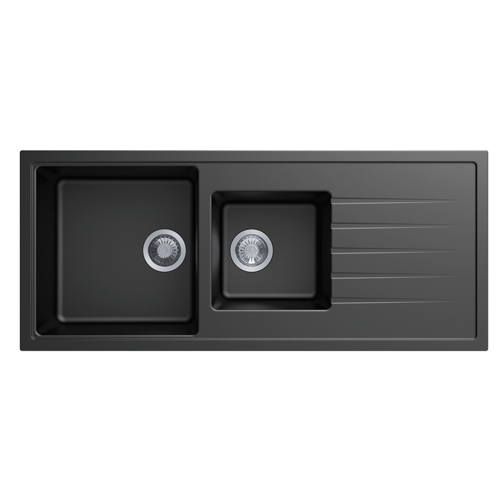 Vivaldi D200 1 & 1/2 Bowl Sink With Drainer, Universal, Black