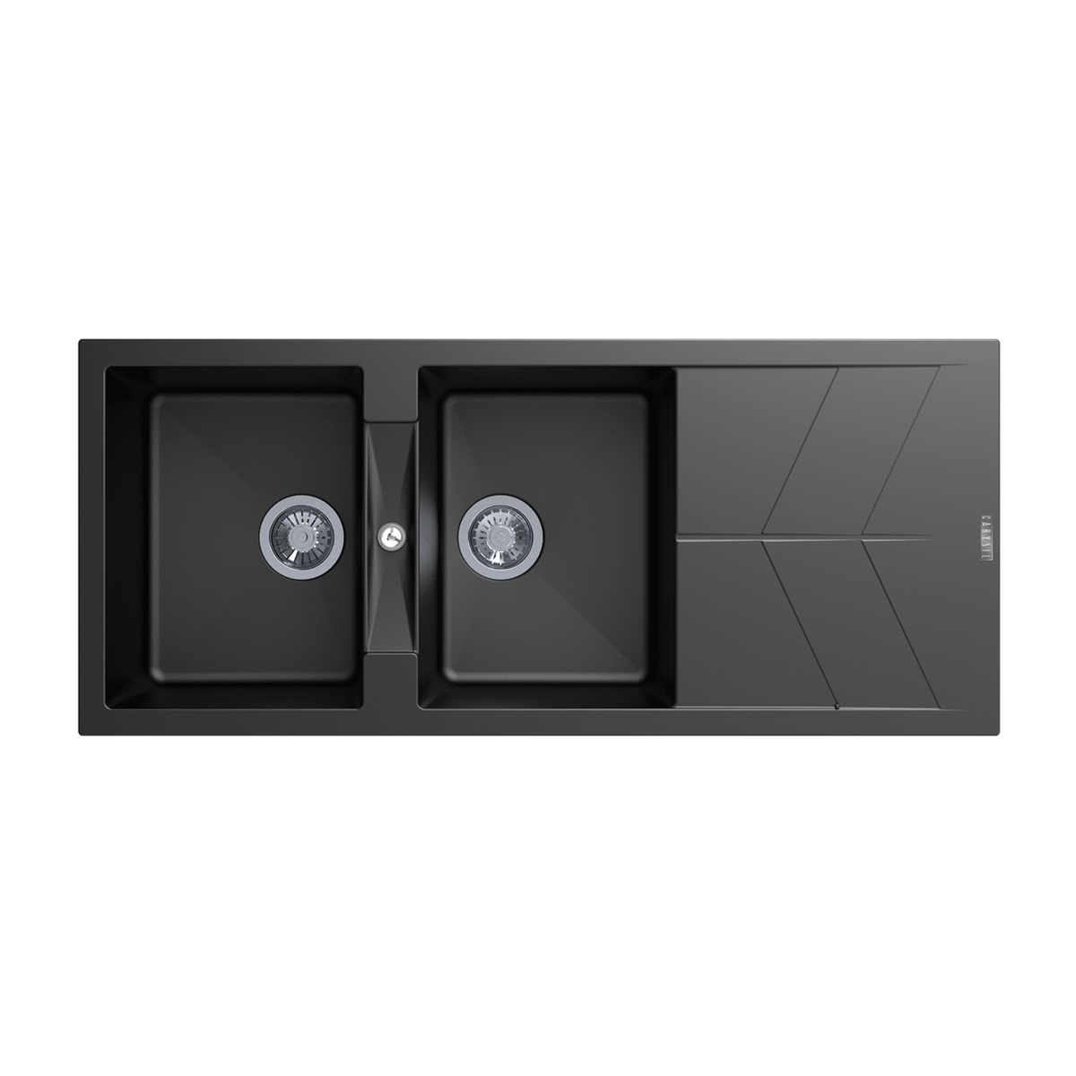 Jazz D200 Double Bowl Sink With Drainer, Universal, Black