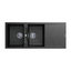 Jazz D200 Double Bowl Sink With Drainer, Universal, Black