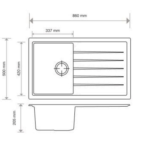 Vivaldi D100 Single Bowl Sink With Drainer, Universal Secondary image