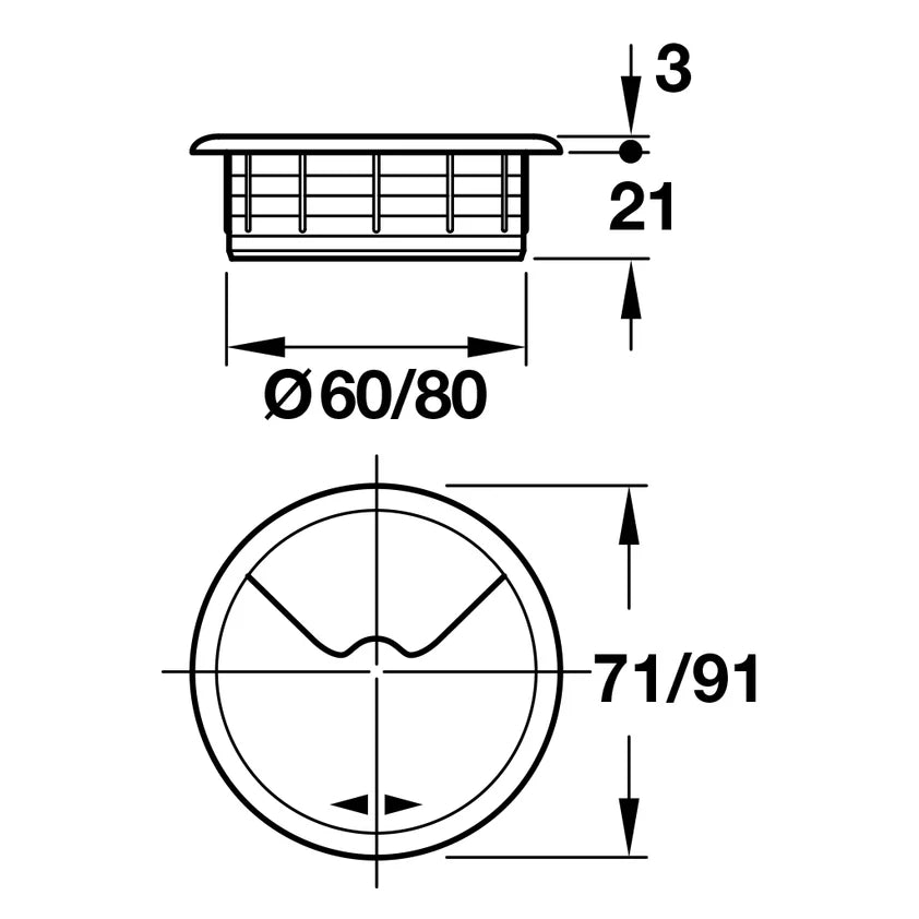 Two Piece Swivel Cable Grommet, Plastic Secondary image