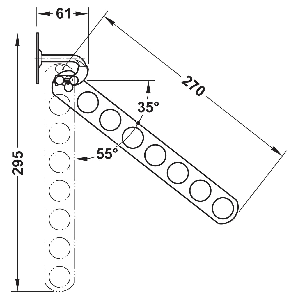 Hefele Coat Hanger Rail, Polished Chrome Plated