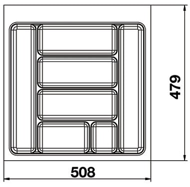 Drawer Insert, grey, cutlery tray suit 600
