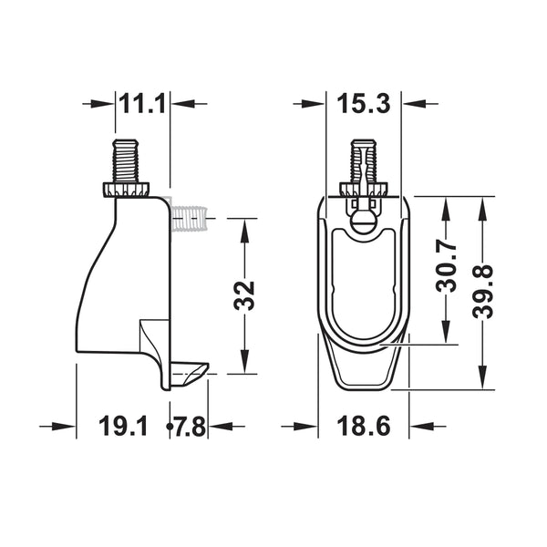 DressCode Oval Rail End Support, Nickel Plated