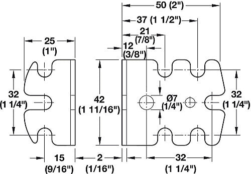 Universal Bracket, for 32mm Series Drilled Holes