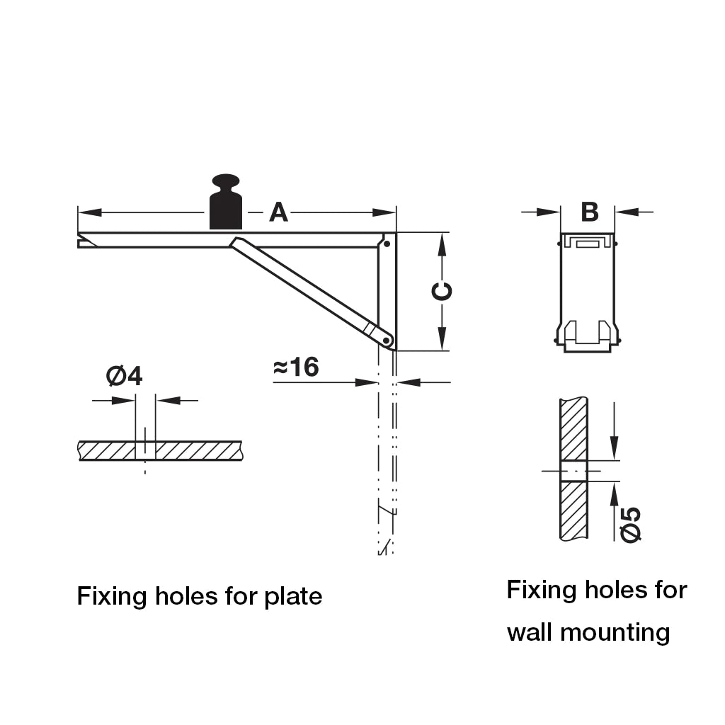 Folding Bracket - 30kg capacity per pair