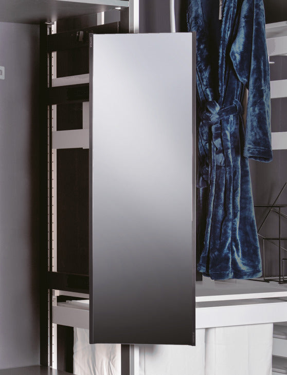 Extendable Wardrobe Mirror – 180° Swivel, Black Aluminum