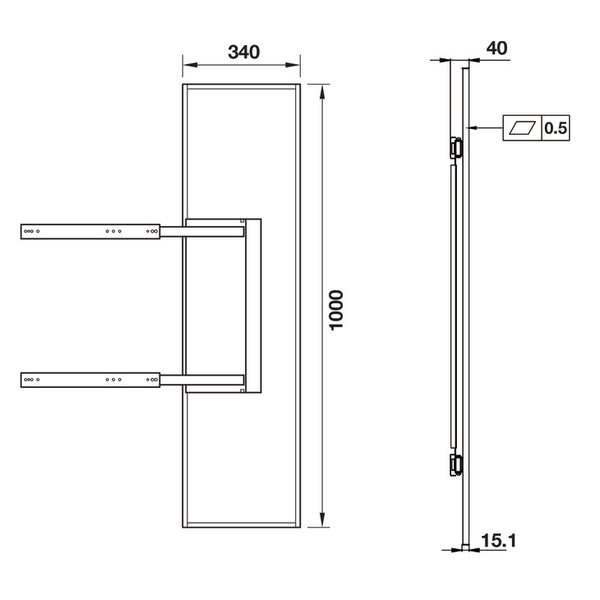 Extendable Wardrobe Mirror – 180° Swivel, Black Aluminum