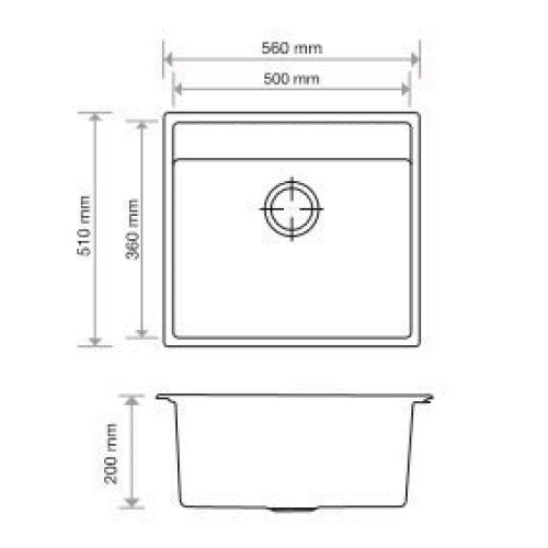 Waltz 560FE Single Bowl Sink, Universal, Black Secondary image
