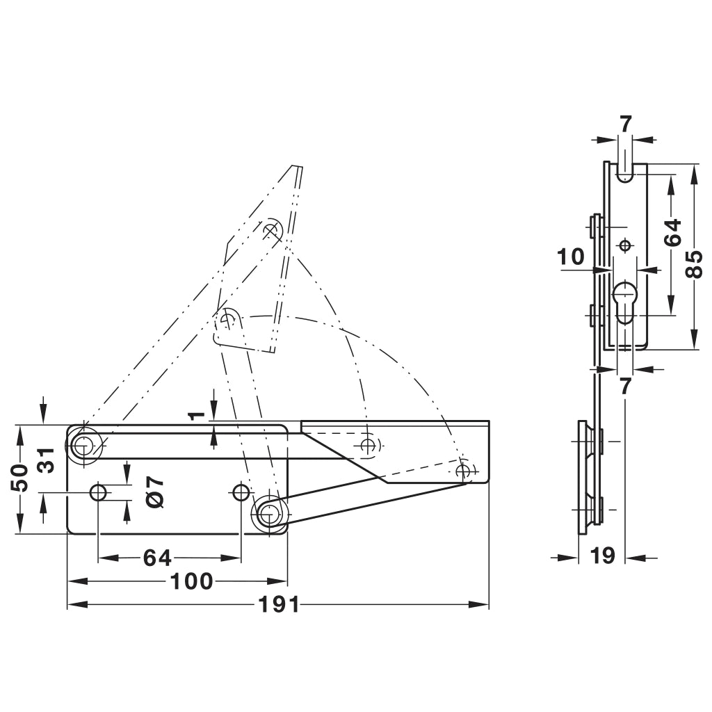 Hafele Corner Bench Hinge