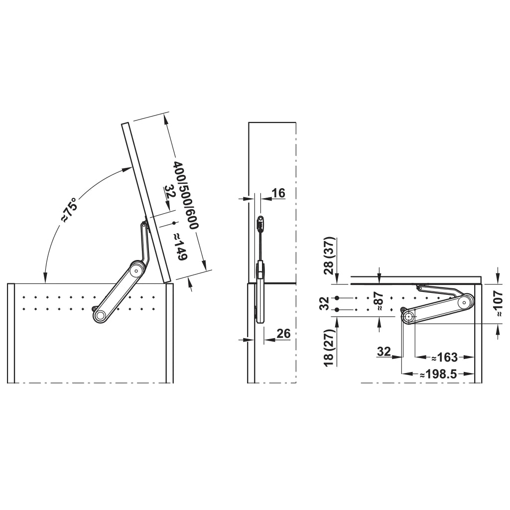 Hafele Maxi Up arm only, Lid stay Secondary image