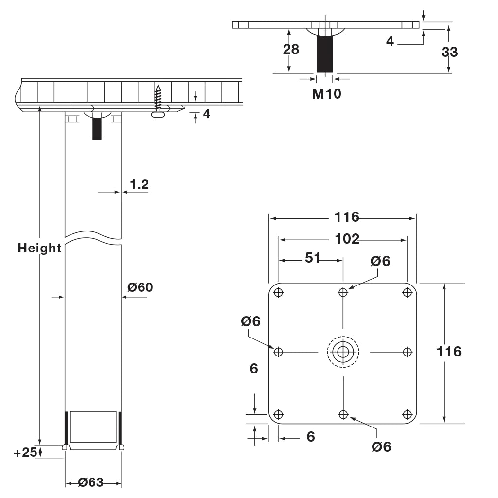Hafele Rondella Table Leg - Cylindrical