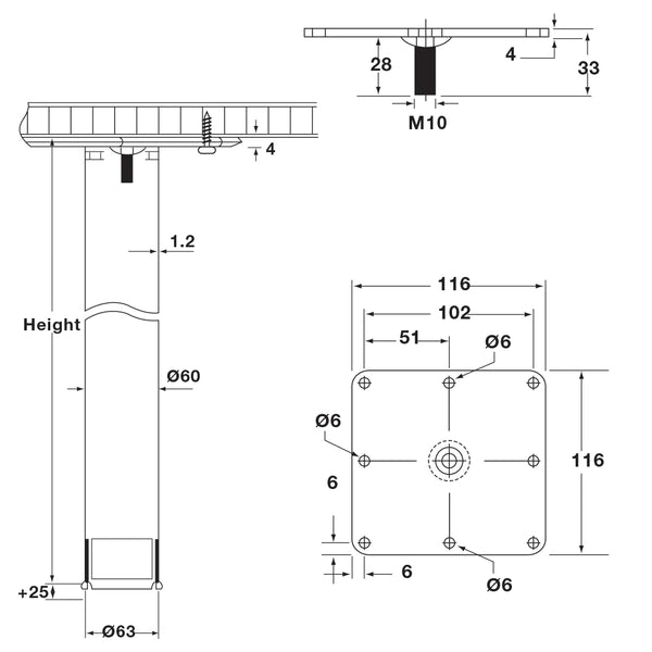 Hafele Rondella Table Leg - Cylindrical
