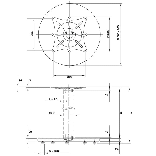 Hafele Single Column Table Base