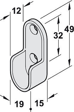 Wardrobe Rail End Brackets for Oval Hanging Rail 20mm Wide Secondary image