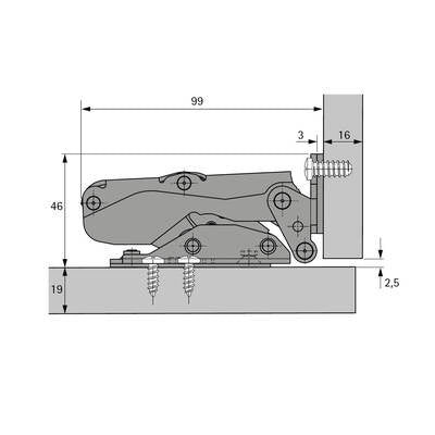 Hettich Kamat Guiding Hinge – 115° for Refrigerator Surrounds