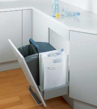 One2Five Integrated Waste Bin System, 500mm with 2 x 26lt Main image