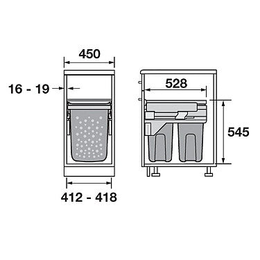 Hailo Laundry Carrier 45, Pull Out Laundry Basket