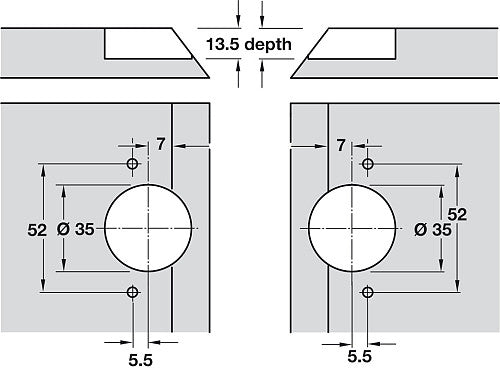 Mitred Hinge, GS 45, Opening Angle 135°