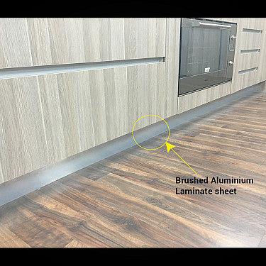 Brushed Aluminium Laminate Kitchen Kickboard (laminate sheet only)- Pack of Four 150mm
