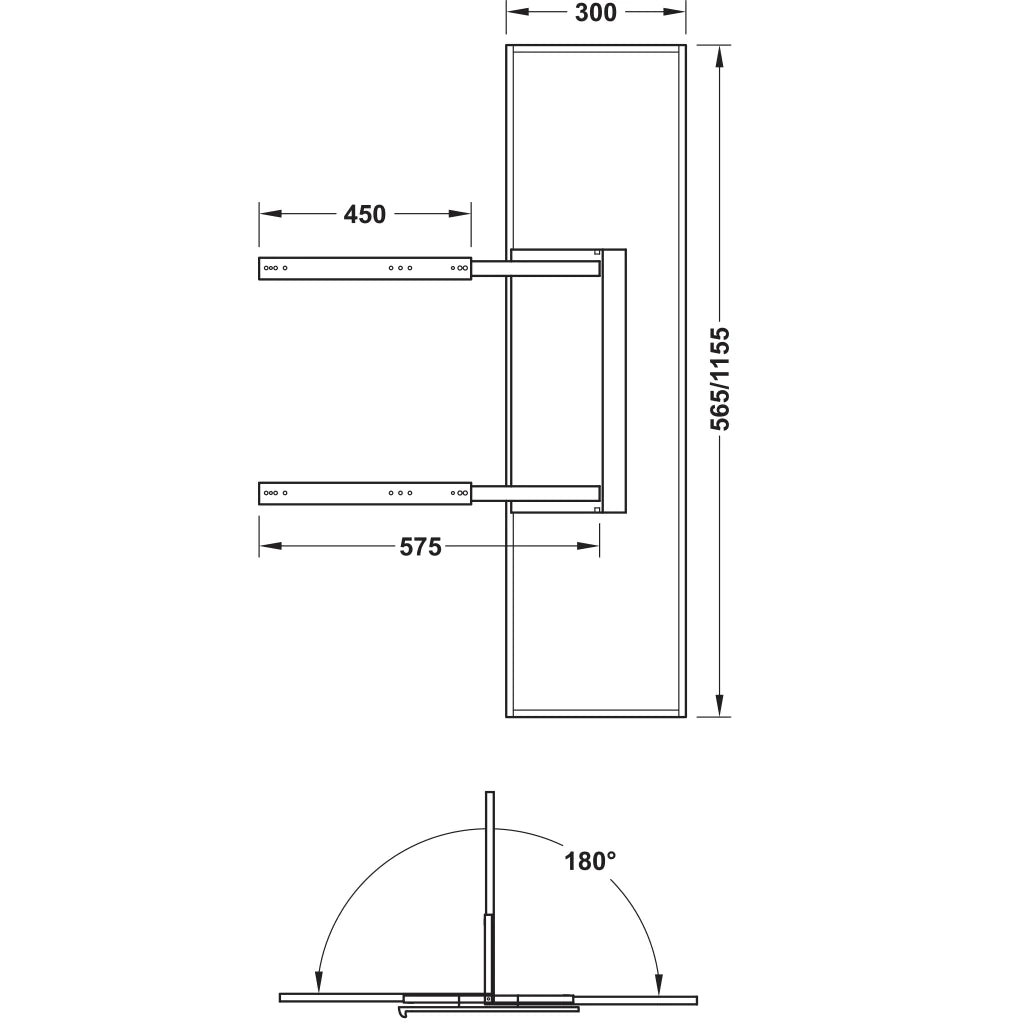 Hafele Extending Pivot Mirror, Anthracite finish