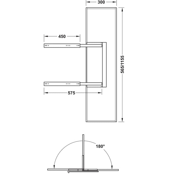 Hafele Extending Pivot Mirror, Anthracite finish