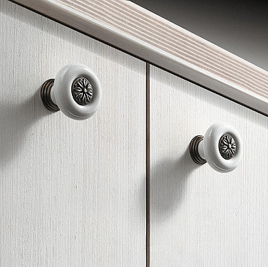 Porcelain Knob for Cabinet Doors, Victorian Style