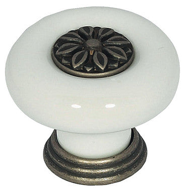 Porcelain Knob for Cabinet Doors, Victorian Style