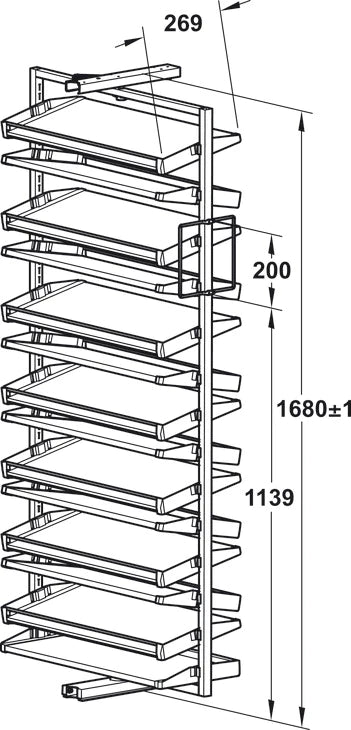 180° rotates Pull out show rack