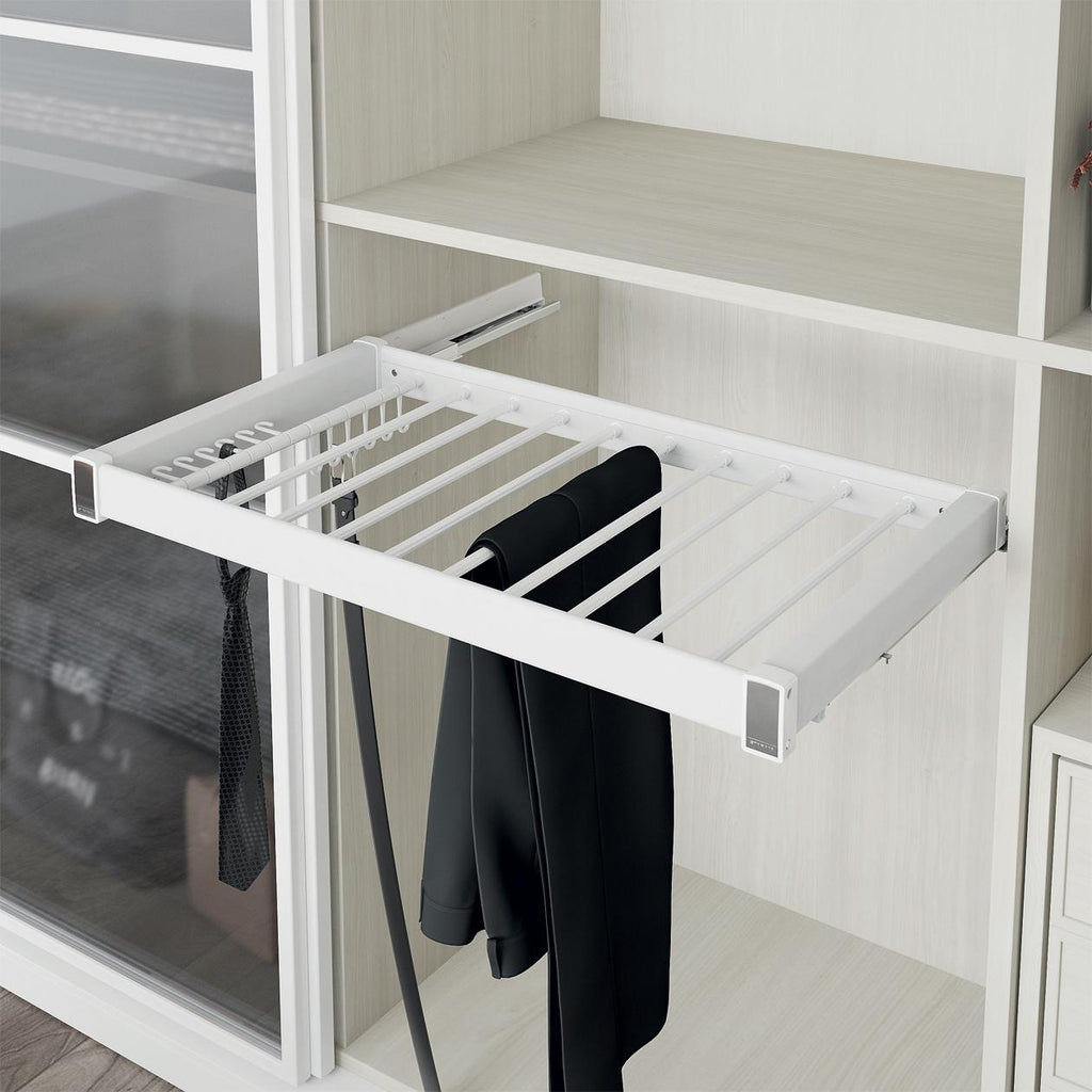 Soft Close Pull-Out Trouser Rack 900mm, Aluminium