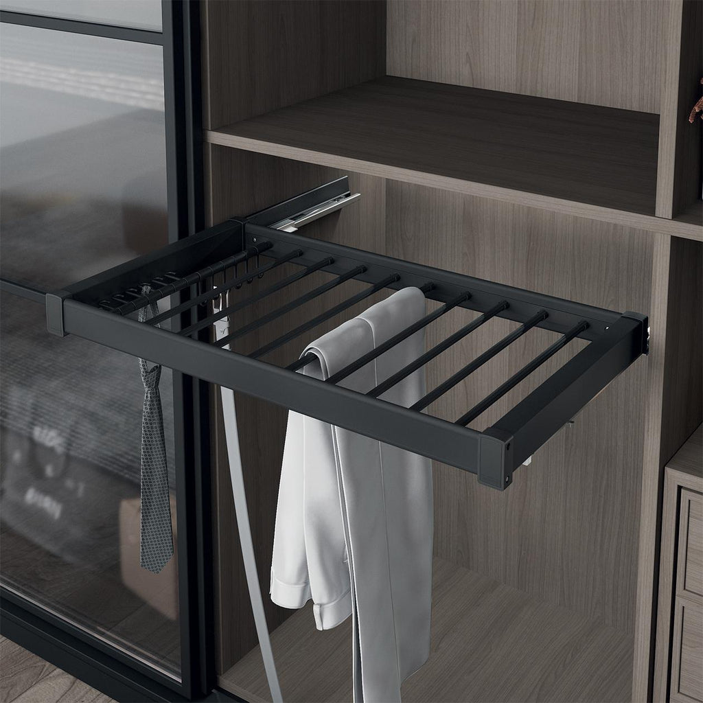 Soft Close Pull-Out Trouser Rack 900mm, Aluminium