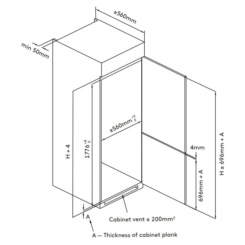 Refrigeration Integrated Fridge/Freezer, 248L Secondary image