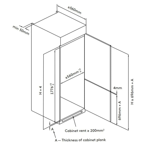 Refrigeration Integrated Fridge/Freezer, 248L