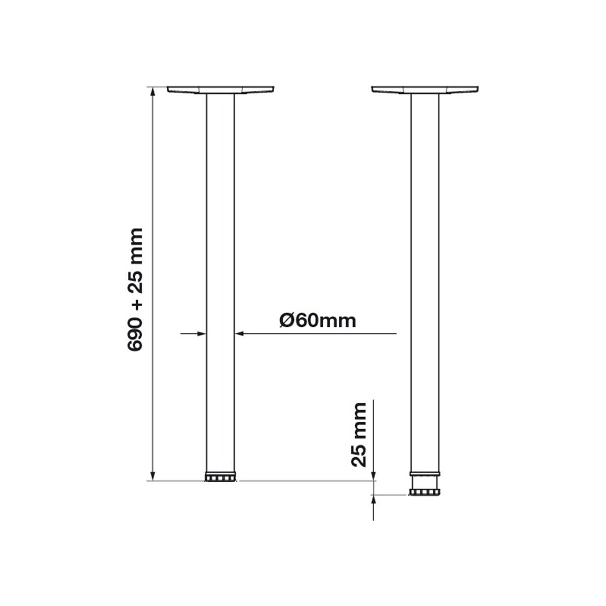 Rondella Cylindrical Table Leg From Hafele Metal 4 PCS New Black Main image
