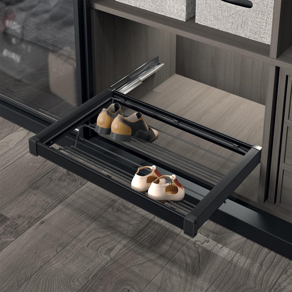 Pull-Out Shoe Drawer 600mm, Aluminium frame, Steel Rack