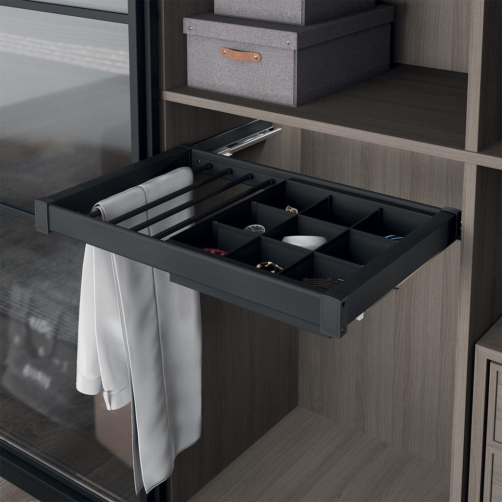 Soft Close Pull-Out Trouser Rack With Belt Tray