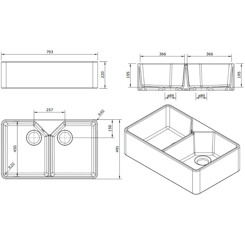 Turner Hastings Double-glazed fine fireclay sink