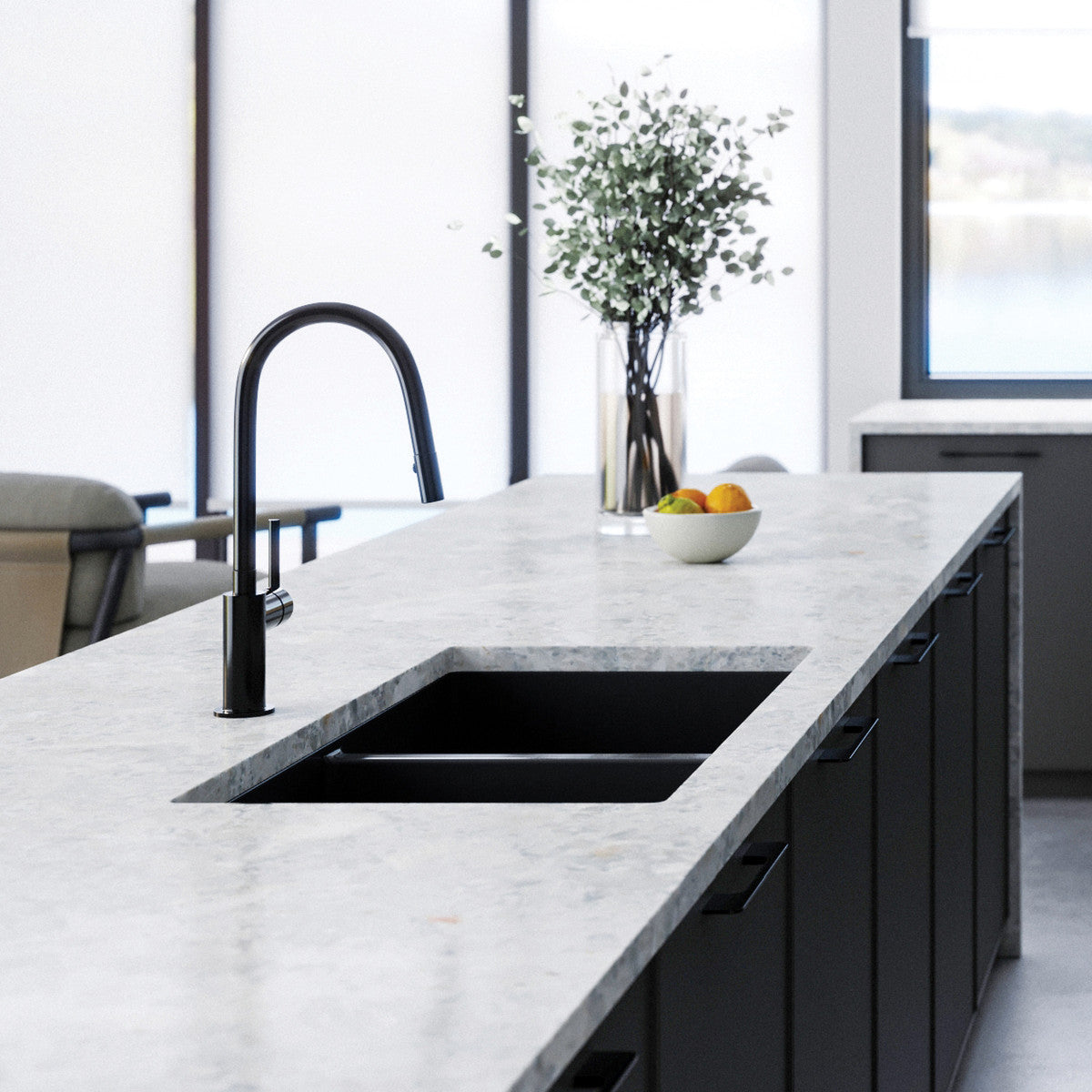 Cuisine 81 Double Bowl Sink, Fine Fireclay, Matt Black Main image