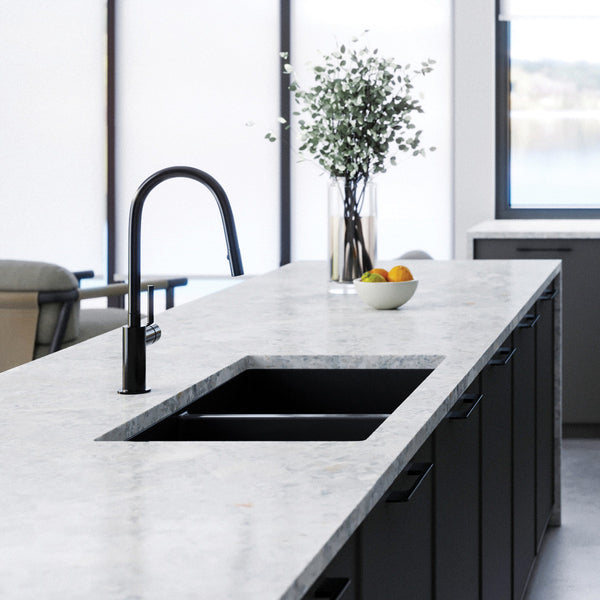 Cuisine 81 Double Bowl Sink, Fine Fireclay, Matt Black