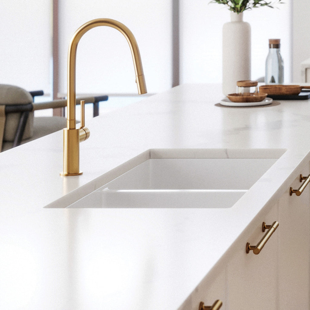 Cuisine 81 Double Bowl Sink, Fine Fireclay, White
