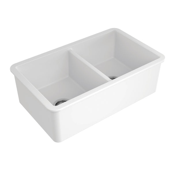 Cuisine 81 Double Bowl Sink, Fine Fireclay, White