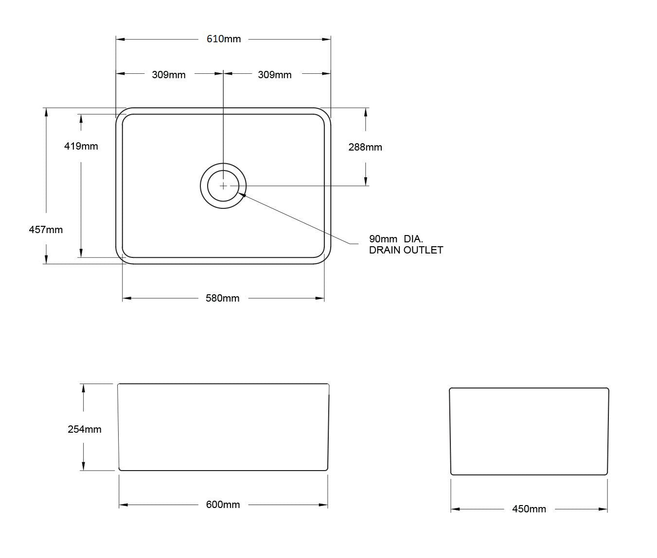 Turner Hastings, Novi 60, Single Bowl Sink