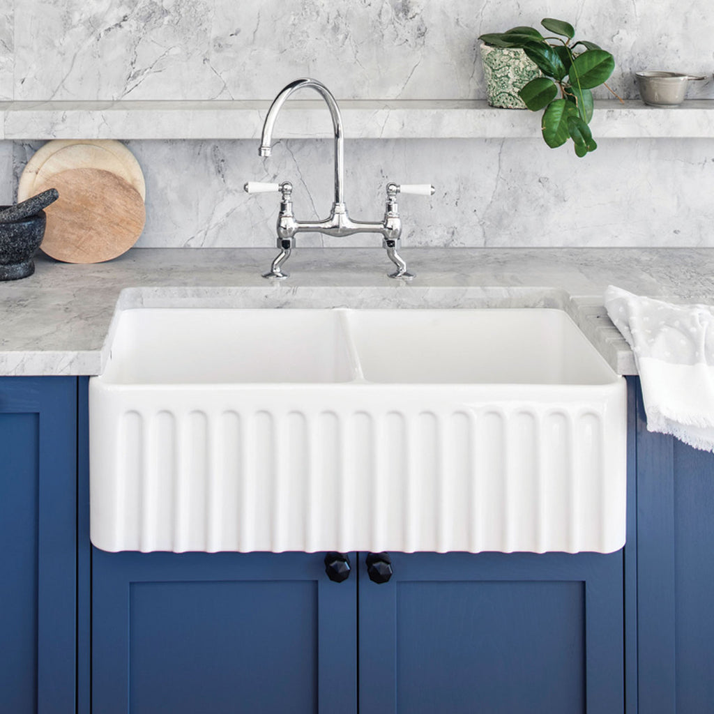 Turner Hastings, Novi 85, Double Bowl Butler Sink, Fine Fireclay